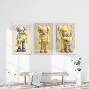 Hypebeast Yellow K.a.w.s. Poster Set of 3, Hypebeast Room Decor, Minimalist Best Décor