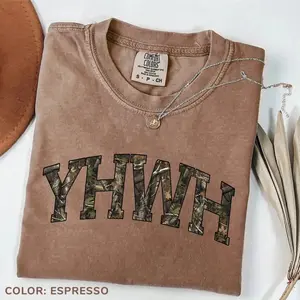 Comfort Colors Camo YHWH Tshirt, Christianity Jesus TShirt, Preppy Christian Faith T-Shirt, Bible Verse Tee, Christian Gift for Men and Women - TrendWear USA