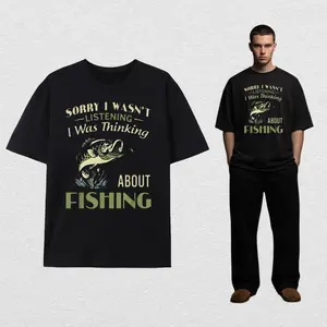 Unisex Funny Fishing Shirt "Sorry I Wasn't Listening" Bass Graphic Tee for Men & Women Vintage Fisherman T-Shirt Sarcastic Outdoor Apparel