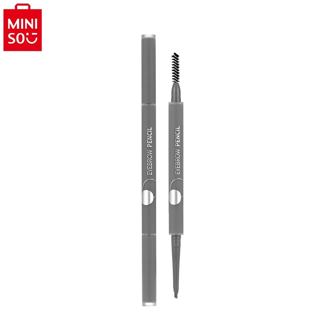 Miniso Chisel Tip Dual-Color Eyebrow Pencil - Black&Gray Cosmetic Eyebrow Products, Long-Lasting, Easy to Color, Smooth, Natural Shaping, Outlining, Filling, Blendable for Daily Makeup Use