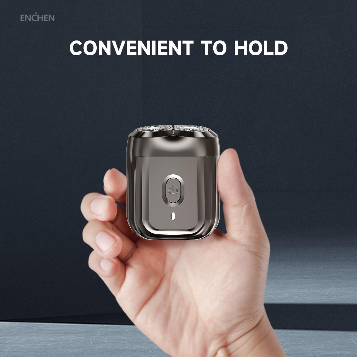 Enchen Mini Electric Beard Shaver Waterproof, Comfortable Double-Ring Magnetic Cutter, One-Button Long Lasting, Pocket Size, 2025 New Beard Shaver