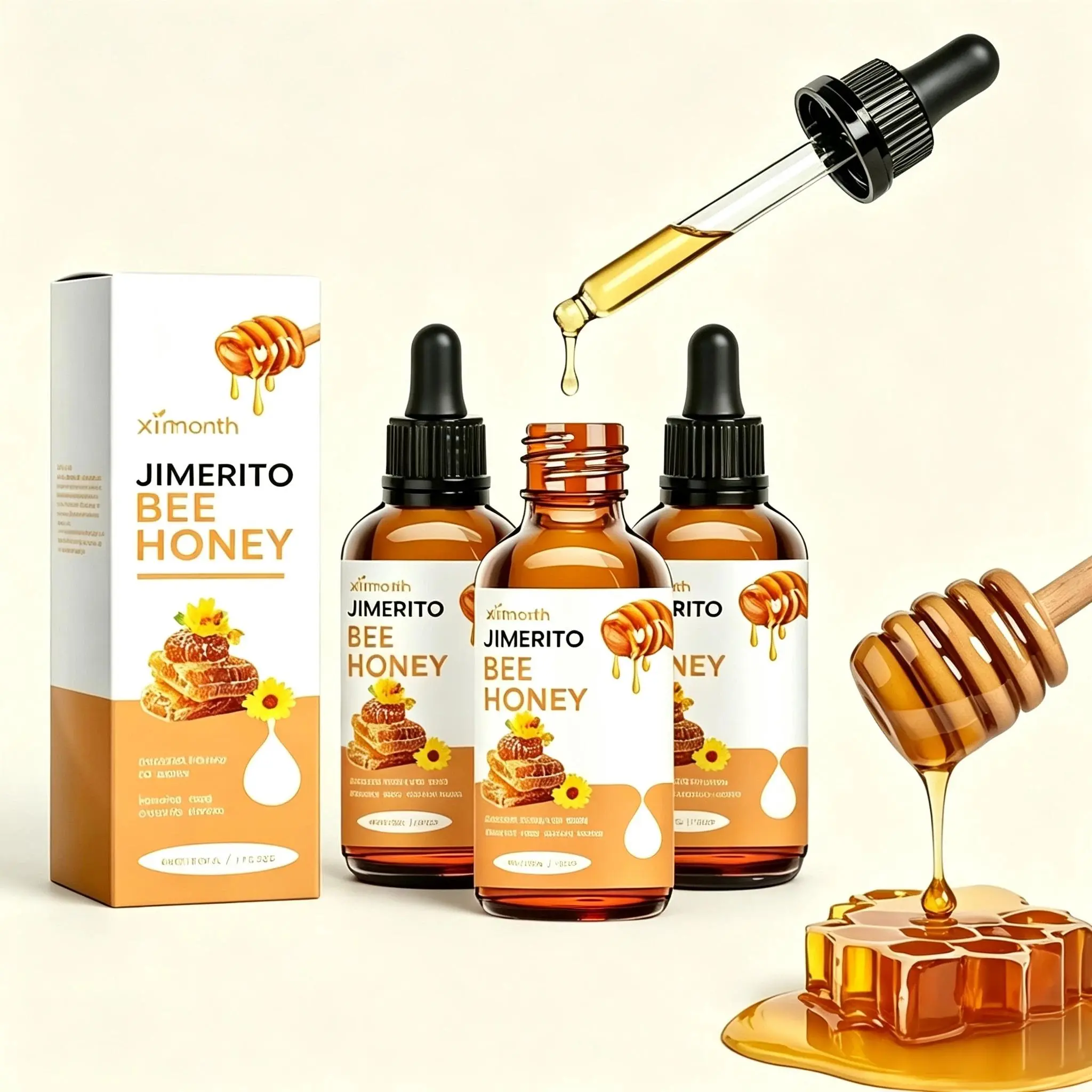 3 Pcs Summervibes Ximonth Jimerito Honey Eye Care Serum - Daily Gentle Lightweight Beauty Treatment with Glycerin Blend, Hydrating Relief, Refreshing Moisturizing Restorative Benefits for Dry/Astringent Skin, All Skin Types, Apply Drops Compatibility