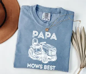 Comfort Colors Papa Mows Best, Funny Father's Day Gift, Vintage Lawn Mower Tee, Gift for Dad Who Loves Lawn Care, funny dad shirt, papa - LORA ATCHER