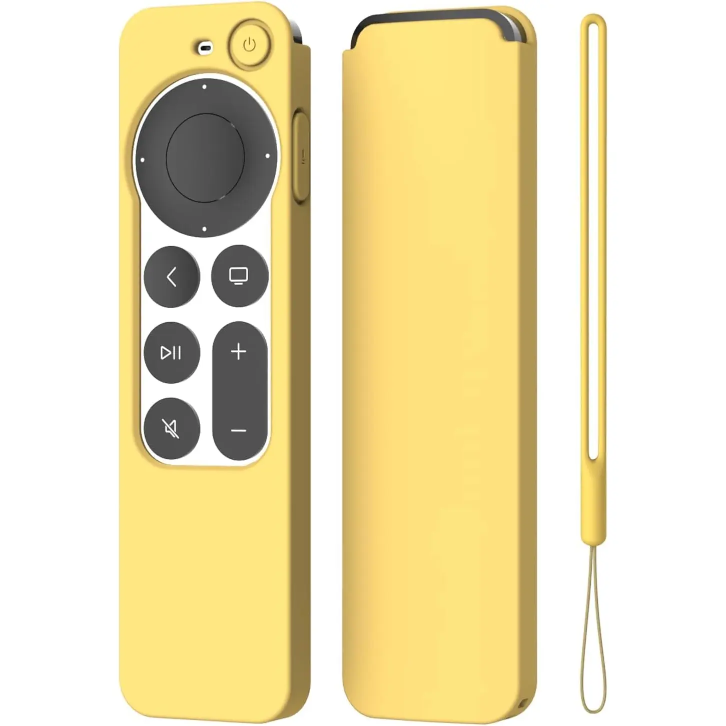 K TOMOTO Compatible with Apple TV 4K Siri Remote Case 2021, Silky-Soft Anti-Slip Protective Silicone Cover for Siri Remote Control 2Nd Generation [Lanyard Included], Yellow