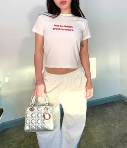 late by design, great by nature Baby Tee y2k, y2k clothes, Trendy 90s Aesthetic Vintage Tee, Y2K Fashion, 2000S Baby Tee, Baby Crop Top