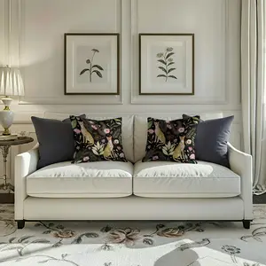 Black background painted jungle cheetah pillow cushion, wild leopard and plant pattern, avant-garde personality, a pair of dark decorative pillowcases, multiple styles to choose from, 17.71 × 17.71 inches