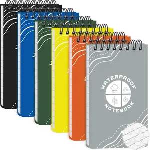 6 Pack Weatherproof Pocket Notebook, 5" x 3" Top-Spiral Weatherproof  Weather Notepad for Office School  Outdoor Recording Steno Note Pads