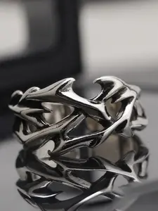 Vintage Thorn Ring for Men, Dark Gothic Open Ring, Ethnic Pattern, Stainless Steel, Street Style, Gift for Him, All Seasons