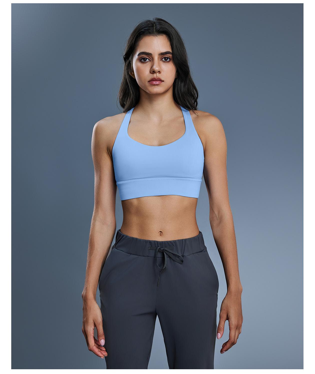 New Women's High-Impact Cross-Back Sports Bra, Shockproof Push-Up Support Fitness Bra