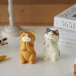 Cute Cat Design Glasses Holder 1-pcs Resin Ornament for Home Office Coffee Shop Creative Desktop Decoration