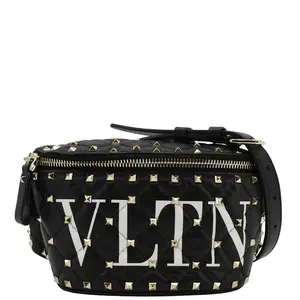Pre-owned Valentino Quilted Leather belt bags VLTN Rockstud Spike Bum Bag Black