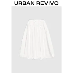 URBAN REVIVO Balloon Mini Skirt (UYL550057) - 2025 Fashion Solid Color Girls' Women's Bottoms, Elegant Versatile Everyday Casual Skirt, Solid Color Skirt