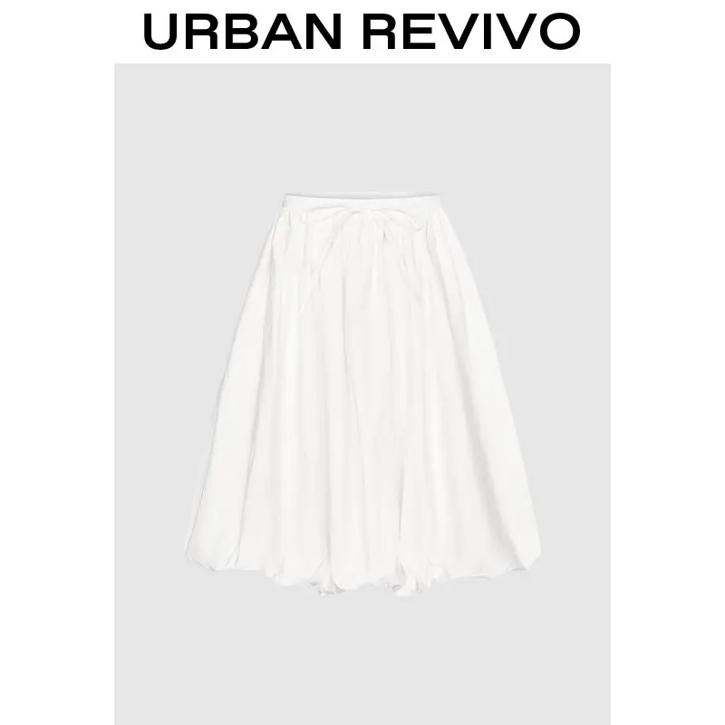 URBAN REVIVO Balloon Mini Skirt (UYL550057) - 2025 Fashion Solid Color Girls' Women's Bottoms, Elegant Versatile Everyday Casual Skirt, Solid Color Skirt