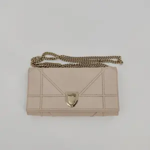 Pre-owned Dior Leather Crossbody Bags Old Rose Diorama Wallet On Chain BF00275