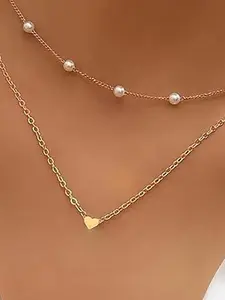 Baroque Pearl Necklace, Adjustable Heart Pendant, Elegant Fashion Jewelry, Gift for Women and Girls, All Seasons