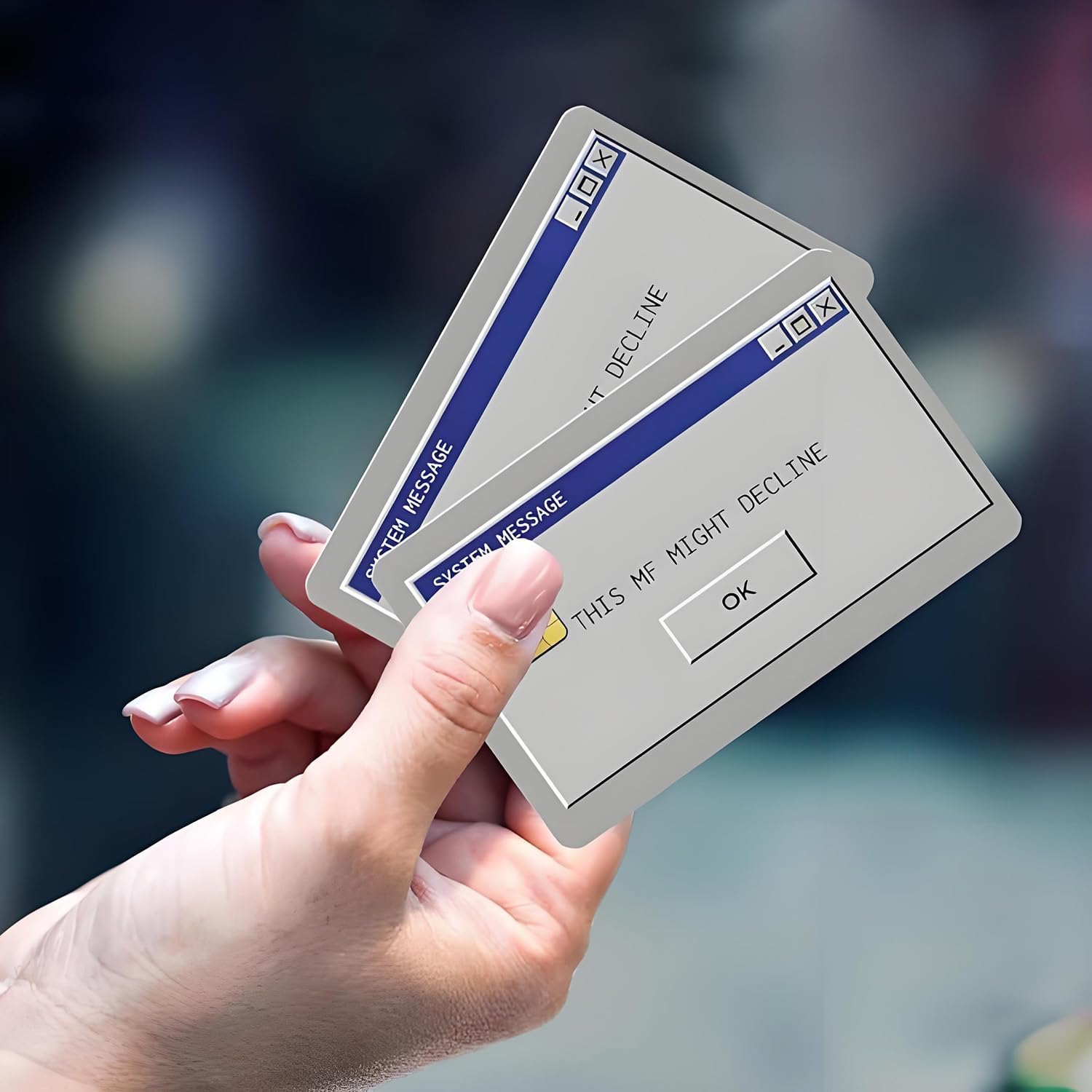 Funny Credit Card Skin Sticker, System Error Message Design, Waterproof Vinyl Card Cover, Protective Decal for Debit & Credit Cards, 2-Pack