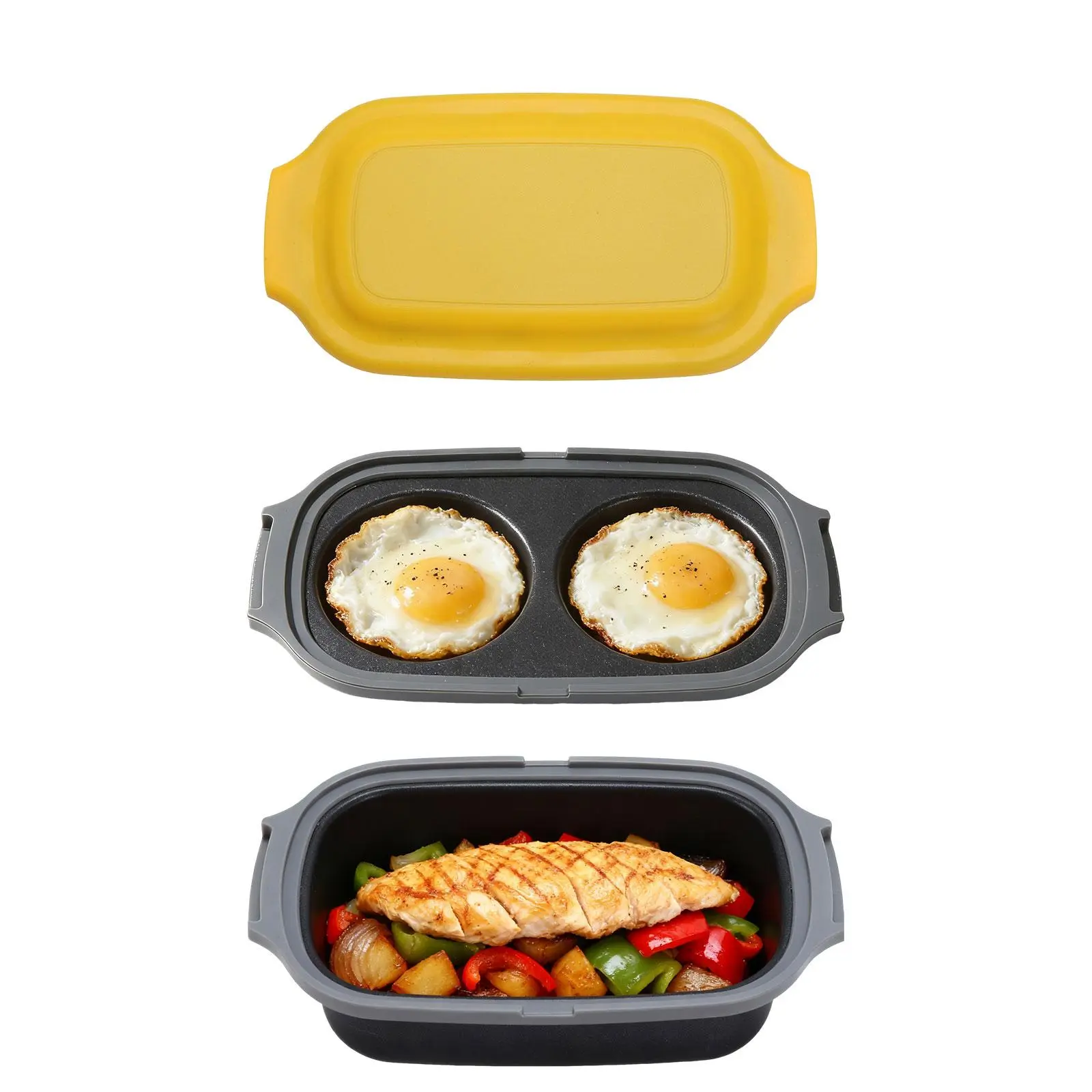 Non-Stick 2-Piece Microwave Egg Cooker & Grill Combo, 2026 Essential Kitchenware, Egg Poacher, Quick Heating, Bacon/Veggie Frying, Dishwasher Safe, Ideal for Dorms/RVs, Kitchen Tool Set