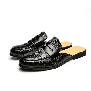 Men's Closed-Toe Half-Cup Formal Shoes Pattern Half-Cup Shoes Men's Backless Korean Style Fashion Slippers