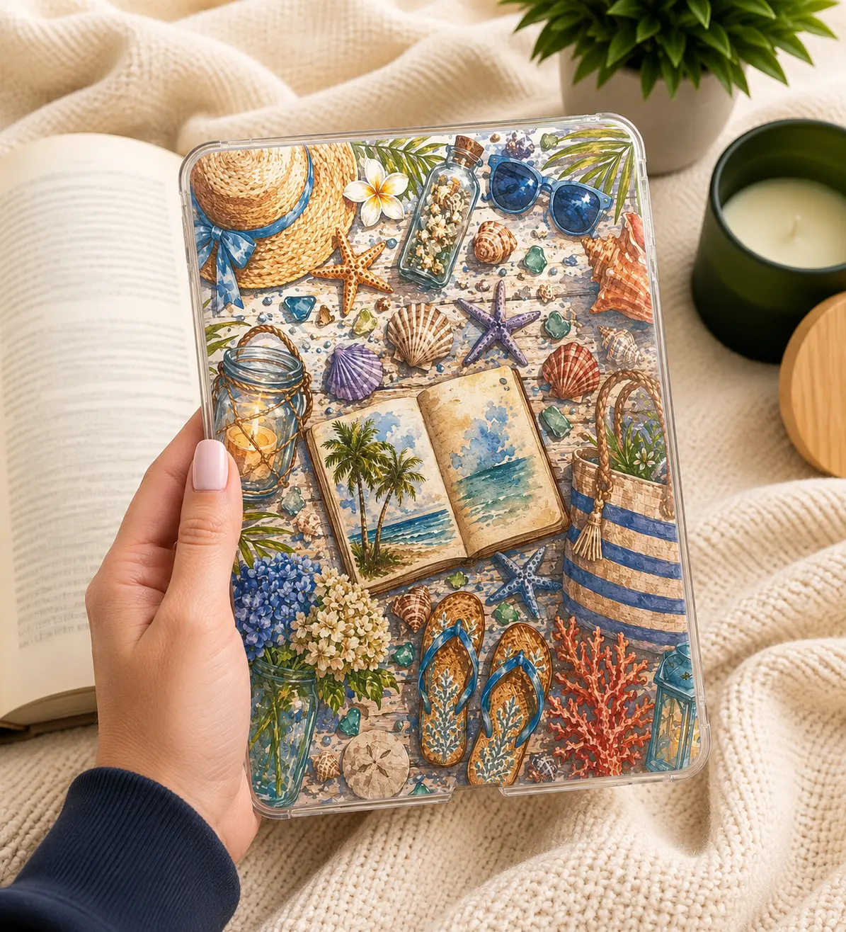 Beachy Vibes Kindle Refresh Kit | Insert for Clear Case, Bookish Accessory