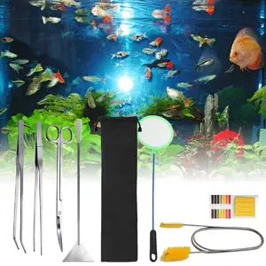 7Pcs Aquarium Aquascaping Plant Care Tools Set,Fish-Friendly Algae Scrapers,Tweezers,Scissors for Aquascaping Maintenan,Hand Tools Kits,Springtok