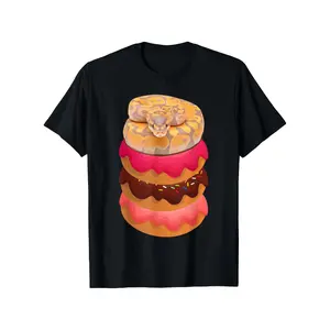 Men's 200g 100% Cotton T-Shirt - Funny Python and Donut Pattern Casual Short Sleeve Top, Suitable for Herpetologists and Animal Lovers, Machine Washable Men's T-Shirts Comfort Wear Graphic Tees Fun Shirts Cotton Menswear Casual Short-Sleeve