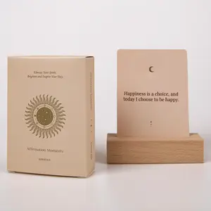 Positive Affirmation Card with Wooden Display Stand & Artificial Crystals, 1 Set Daily Motivational Card, Boost Inner Confidence, Achieve Goals, Mindfulness Inspirational Meditation Card, Self-care, Funny Gift