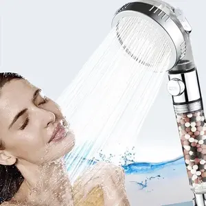 High Pressure Shower Head with 3 Spray Settings, Handheld Filtered Shower Head, Mineral Ball Design, G 1/2 Interface, Adjustable Detachable, Pressure Showerhead