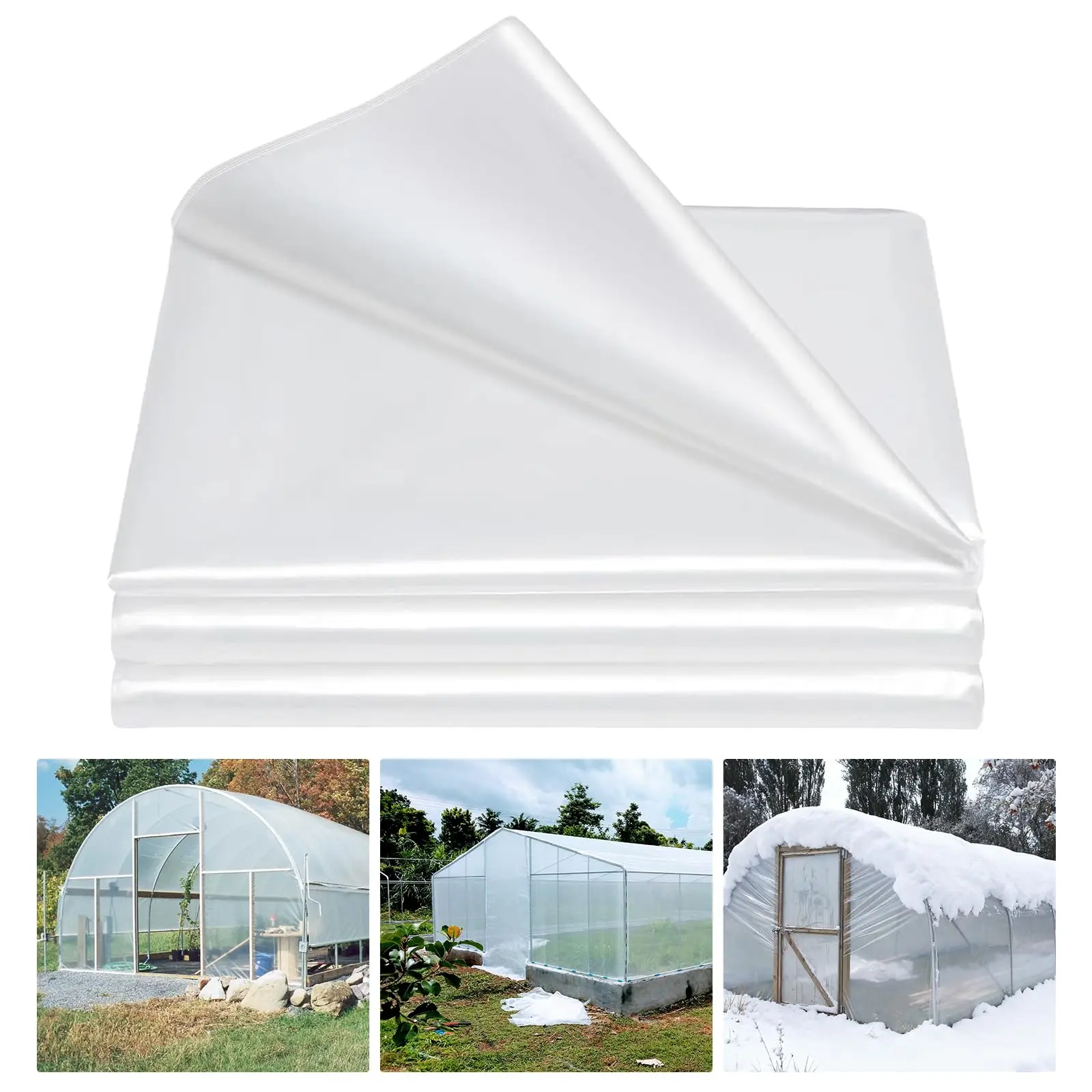 Garvee 20 x 100 FT Clear Greenhouse Plastic Sheeting, 6 Mil Polyethylene Film Heavy Duty UV Resistant Anti-Aging Hoop House Toughness Plastic Cover for Farming, Gardening, Agriculture