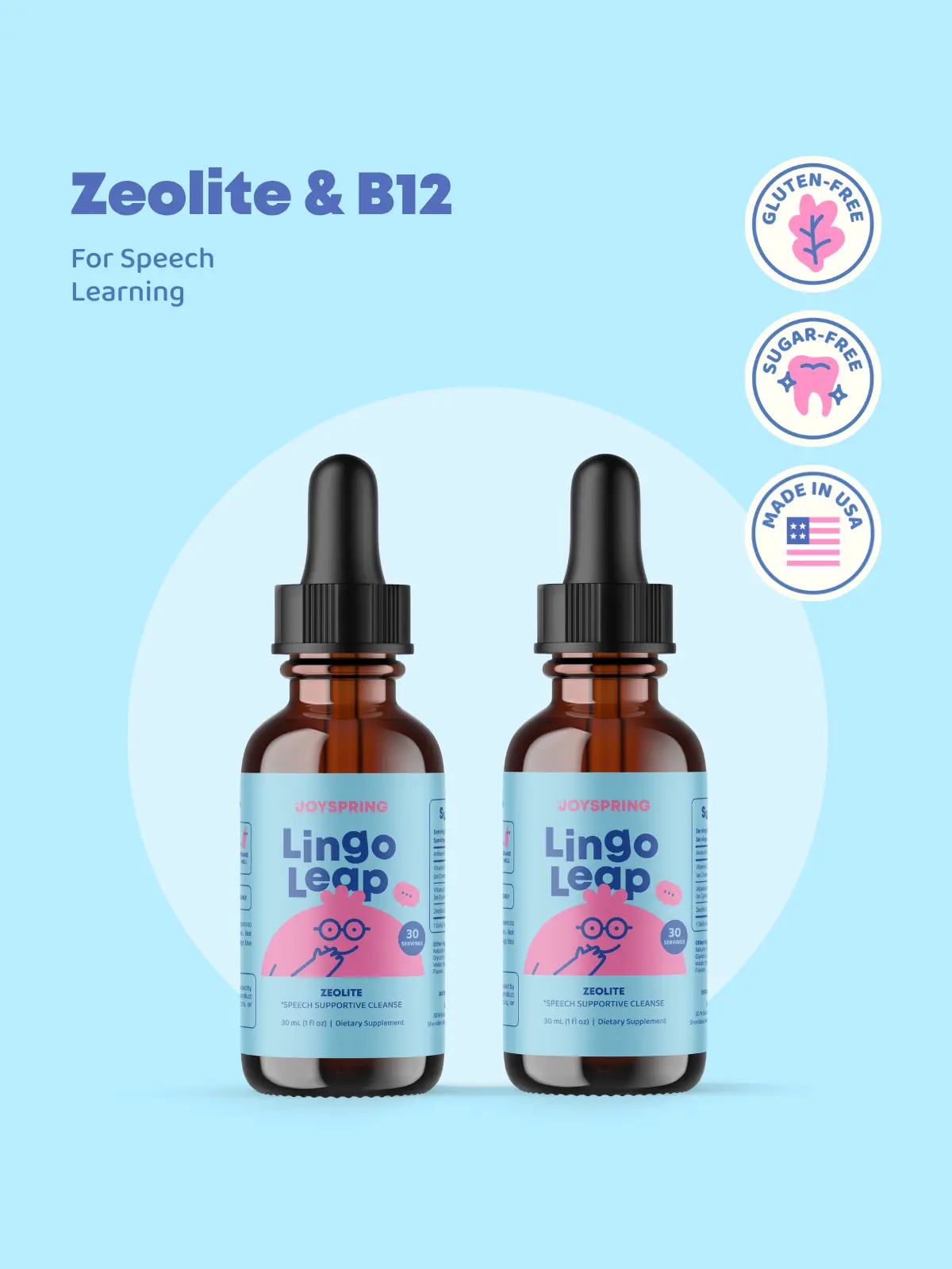 JoySpring LingoLeap for Kids - Zeolite Drops with B Vitamins - Support Speech Learning (2 Pack) JoySpring LingoLeap for Kids - Zeolite Drops with B Vitamins - Support Speech Learning (2 Pack)