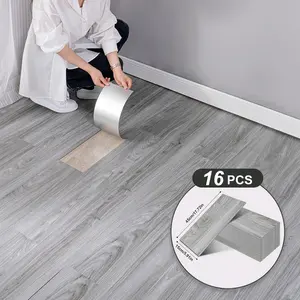 16pcs Realistic Wood Grain Stickers, 15x45cm Adhesive Floor & Wall Decals, DIY Home Decor for Living Room, Bedroom, Office, Wood Pattern