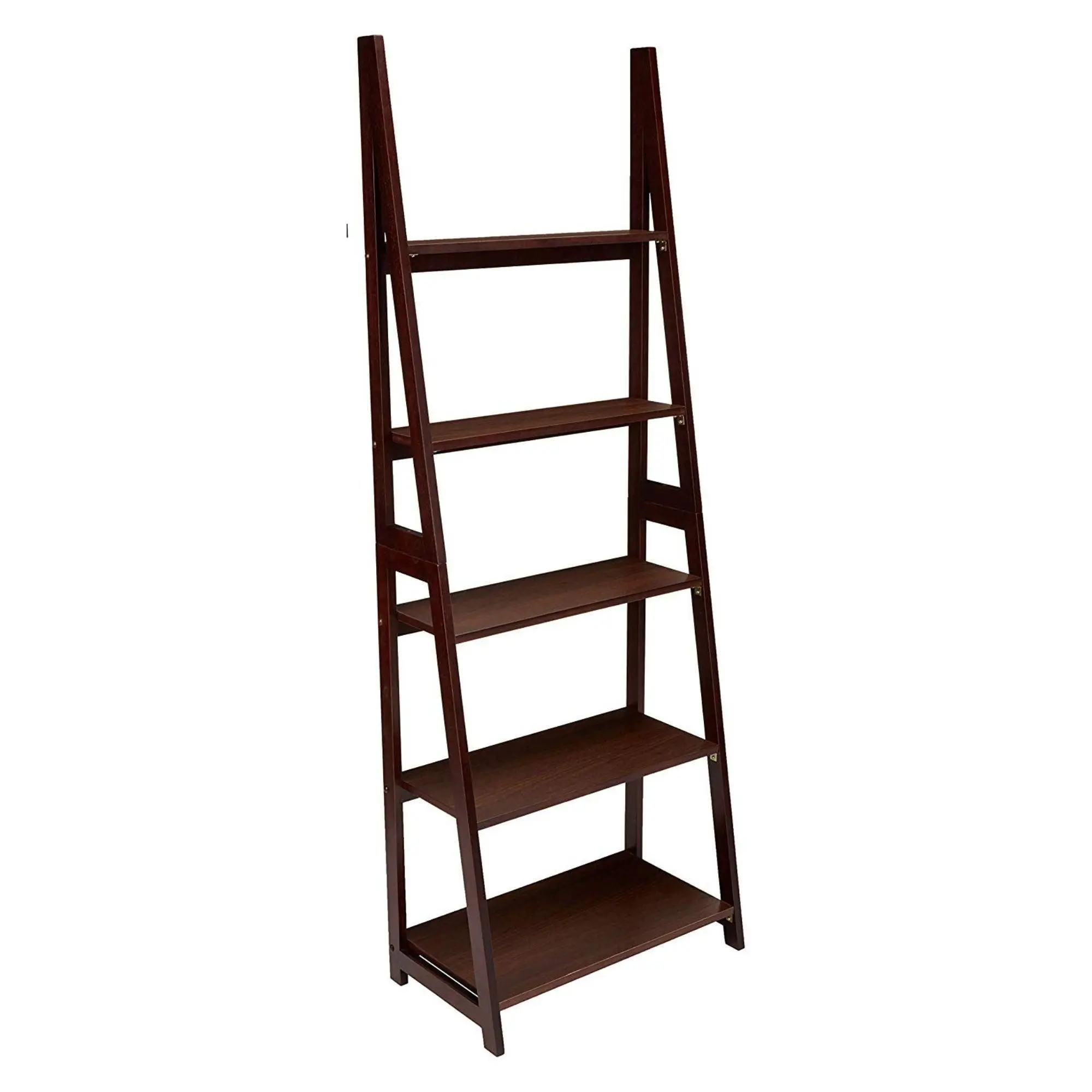 PJ Wood 5 Tier Wooden Ladder Shelf Organizer Bookcase Home Display, Espresso PJ Wood 5 Tier Wooden Ladder Shelf Organizer Bookcase Home Display, Espresso