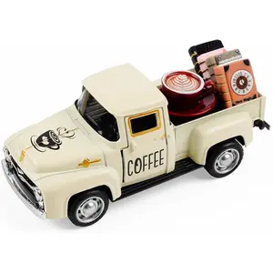 Cream Coffee Truck Themed Decoration Coffee Lover Ornaments Rustic Farmhouse Kitchen Tabletop Centerpiece Tiered Tray Decor Great Barista Gift