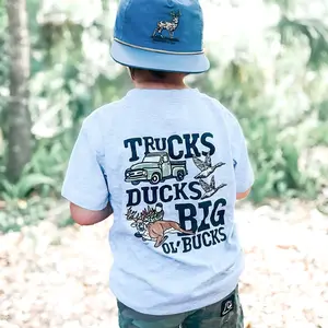 Trucks, Ducks & Big Ol’ Bucks Kids Shirt, Camo Hunting Toddler Boy Short Sleeve Shirt,Hunting Season Toddler Shirt, Chocolate Lab Dog Mallard Tee, Cute Kids Tee