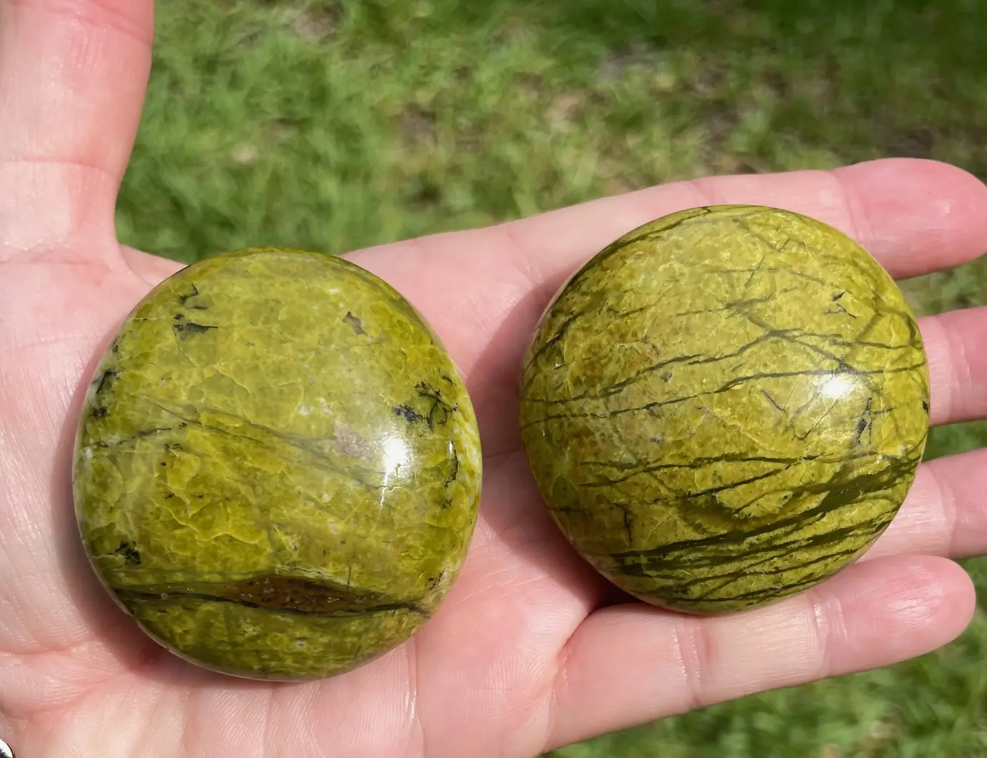 Green Opal Crystal Palm Stone