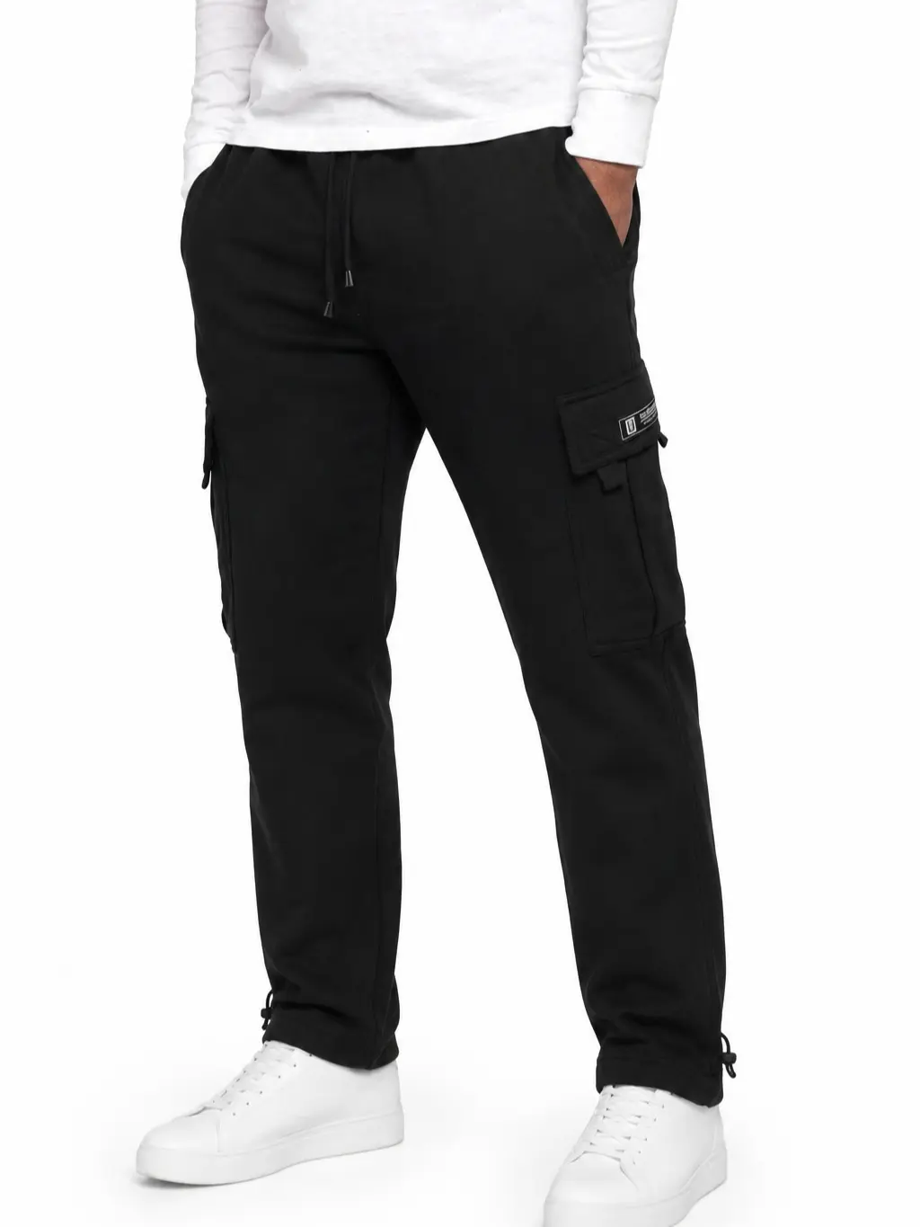 Victorious Men's Solid Fleece Heavyweight Cargo Sweat Pants Menswear Pocket Soft Elastic