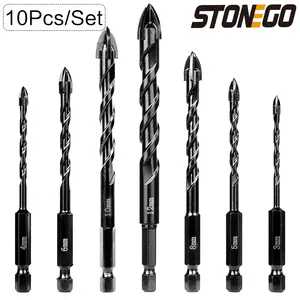 Tile Drill Bit Set (10pcs/Set), Spiral Drill Bit, Tile Marble Glass Wood Ceramic Concrete Hole Opener, Power Tool Accessories for Home & Office