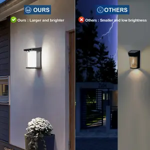 EMANER Solar Motion Lights Cylinder Modern Wall Sconces Waterproof, 1500LM Dusk to Dawn Solar Outdoor Lighting, 6500K Rechargeable Security Flood Light for Garage Yard Barn