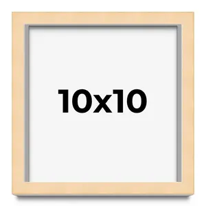 10x10 Solid Wood Picture Frame with UV-Resistant Acrylic & Acid-Free Backing, Available in 6 Finishes: Matte Black, Matte White, Metallic Bronze, Silver, Natural Wood Grain & Mahogany