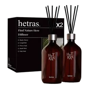 Hetras Korean Black Cherry Aroma Diffuser Set - 500ml x 2, Chief Perfumer Art Fragrance, No Fire Essential Oil Diffuser, GD Recommended Brand