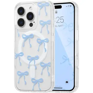 Transparent TPU Smartphone Casing, Cute Ribbon Bowknot Pattern Clear Cellphone Case for iPhone 17/16/15/14/13 Pro Max Plus, Wireless-Friendly Phone Accessory with Raised Camera Protection for Women