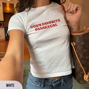 God's Favorite Pansexual Y2k Baby Tee, Funny Pansexual  Pan Pride gift