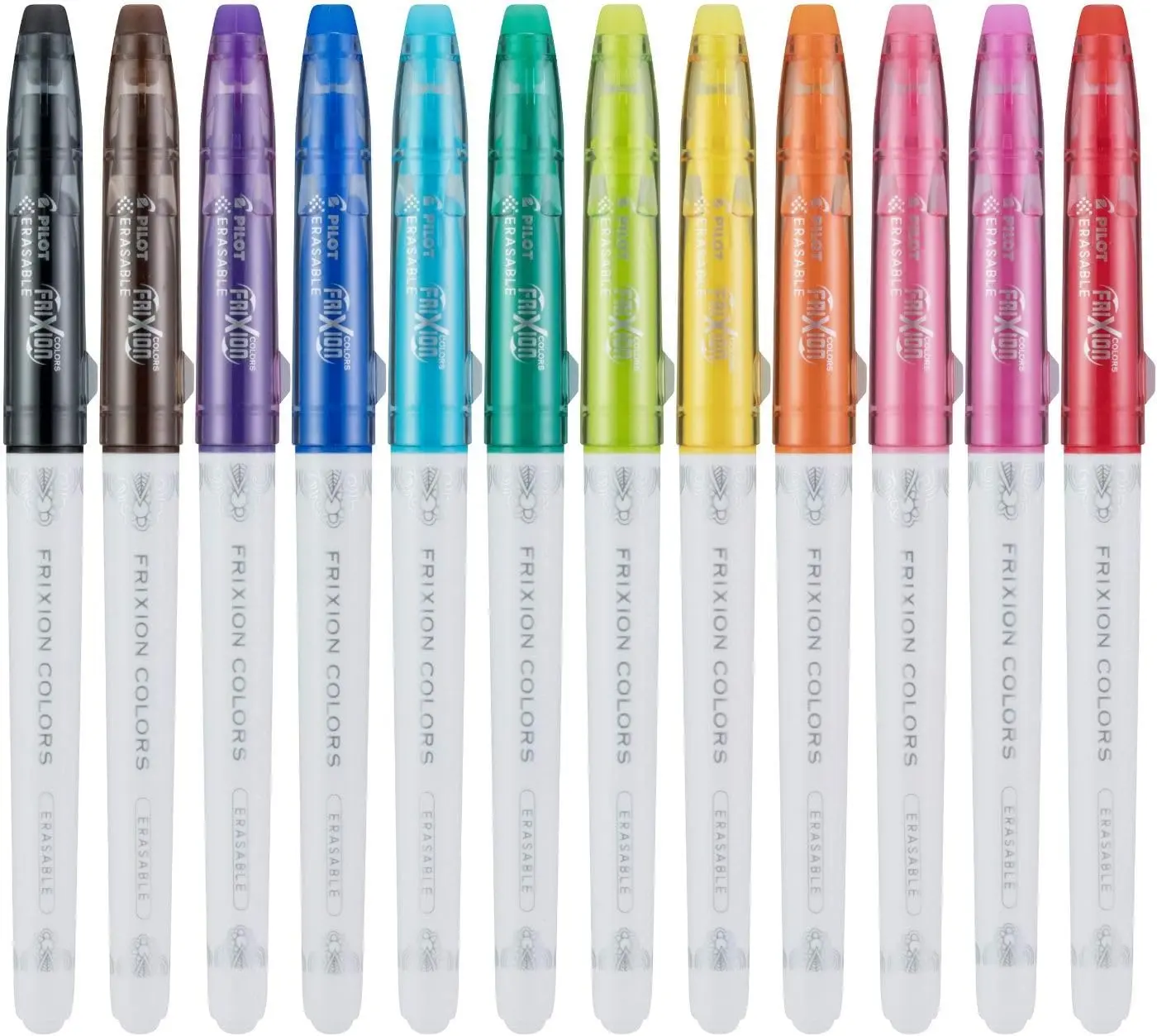 PILOT FriXion Colors Erasable Marker Pens - Bold Point, Quick-Drying Smooth Gel Ink, Acid-Free, Black & Blue & Assorted Colors, Classic Design, 12-Pack, for Teachers, Ideal for School Work Write/Erase Tasks, Editing