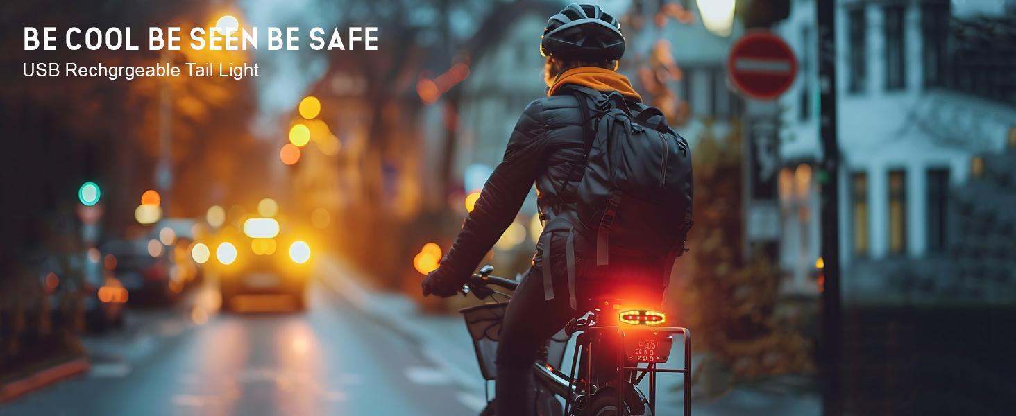 DIBMS Solar Bicycle Light, Bike Tail Light with 5 Lighting Modes, USB Rechargeable Bicycle Brake Taillights For Road, Mountain, Night Riding