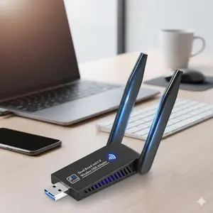 1300Mbps High-Speed USB WiFi Adapter Dual Band 5G/2.4G with Dual High Gain Antennas for PC Desktop Laptop Windows 11/10/8/7/Vista/XP Stable Signal Network Booster