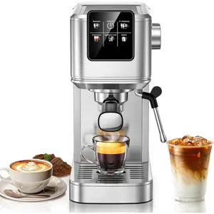 20Bar Espresso Machine with Hot & Rapid Cold Brew, Stainless Steel Coffee Makers, Espresso Maker with Milk Frother Steam Wand,  Screen with Water  for Latte, Cappuccino,