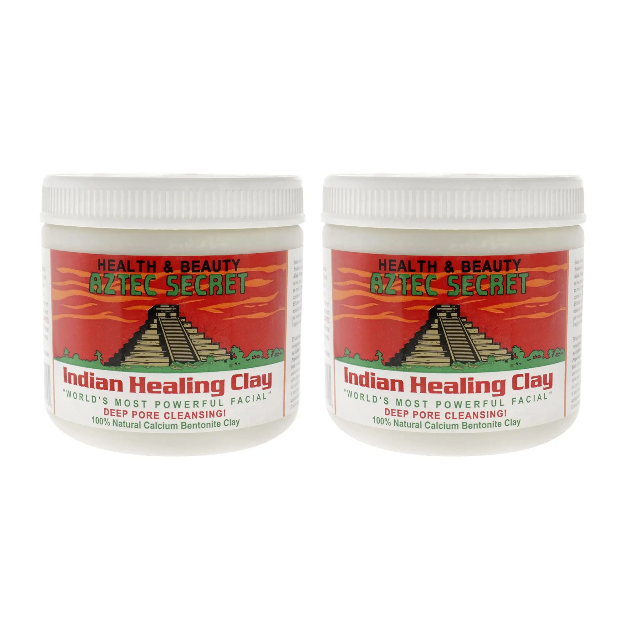 Aztec Secret Indian Healing Pore Cleanse Clay Mask - Unisex 1lb Facial Cleansing Clay, Pack of 2