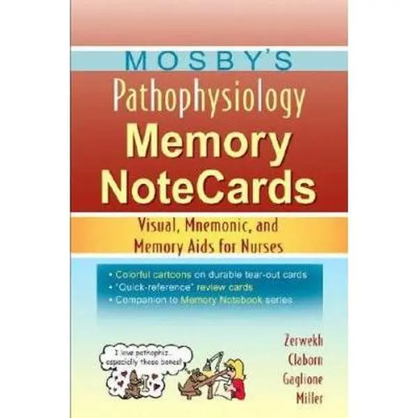 Used Mosby's Pathophysiology Memory NoteCards - Visual, Mnemonic, Memory Aids for Nurses by Joann Zerwekh, Flashcards with Tabs, Good Quick Reference Review Cards, Soft Cover English Book