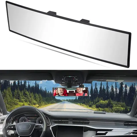 Rear View Mirror, Universal 11.81 Inch Panoramic Convex Interior Clip-on Wide Angle Mirror to Reduce Blind Spot Effectively for Car SUV Trucks -Clear