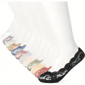 5-8 pairs Women’s No Show Socks, Comfortable Low Cut Socks Lace Breathable Invisible And Sexy Cute Socks