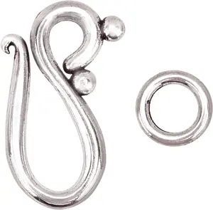 40 Sets S Ring Toggle Clasps Drop Tibetan Silver S Hook Ring Jewelry Clasps Ring Clasps Connectors for Necklace Bracelet Jewelry Making DIY Crafts